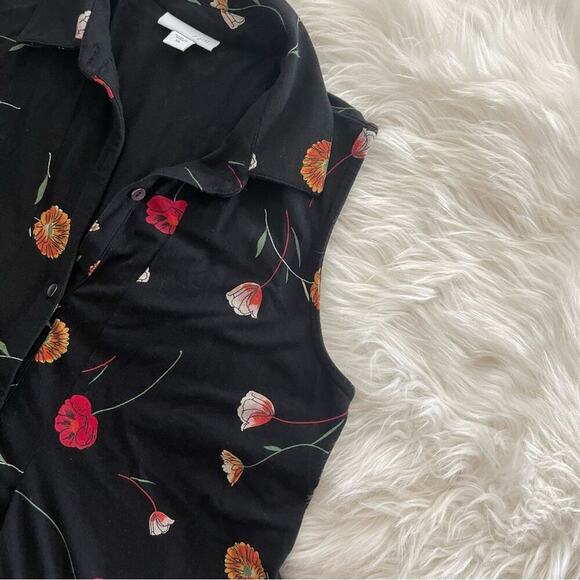 J. Jill Floral Print Black Button Down Shirtdress XS - Picture 2 of 5